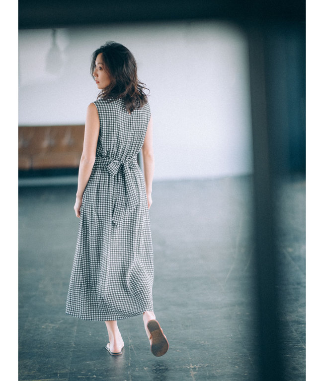高橋志津奈さん着用 ギンガムチェック ドットマキシワンピース