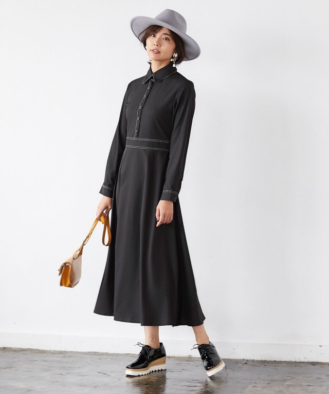 ステッチシャツロングワンピース ステッチシャツロングワンピース