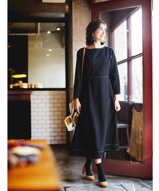 配色ステッチデザインワンピース