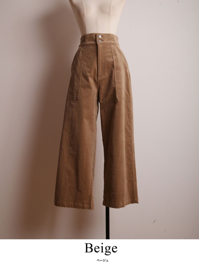 スクエアポケットコードュロイワイドパンツ