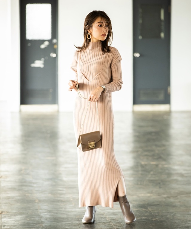 リブボトルネック キャミワンピ リブボトルネック キャミワンピ