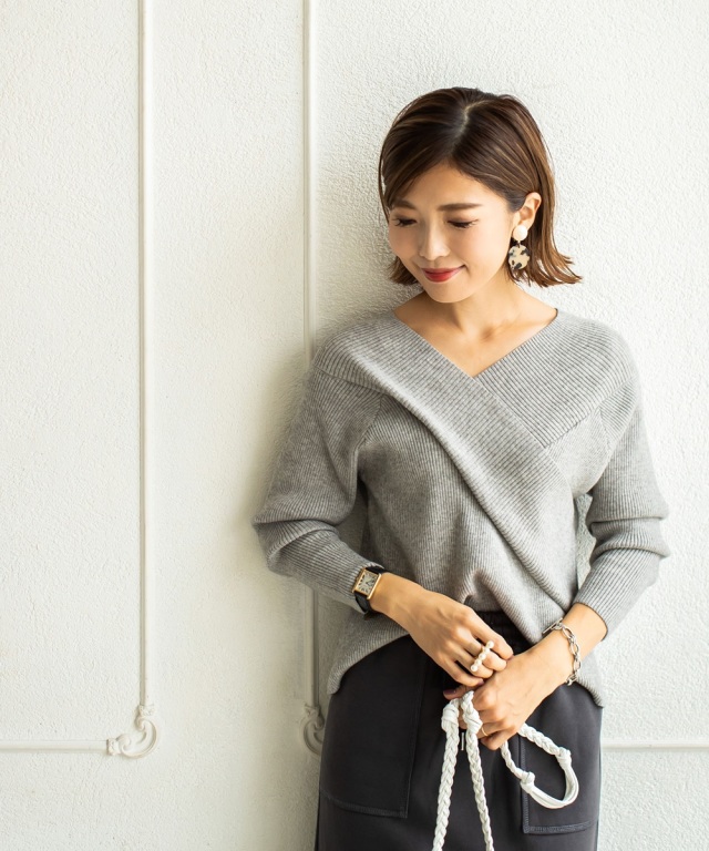新品 カシュクールリブニット 紺 backyard_ktops04