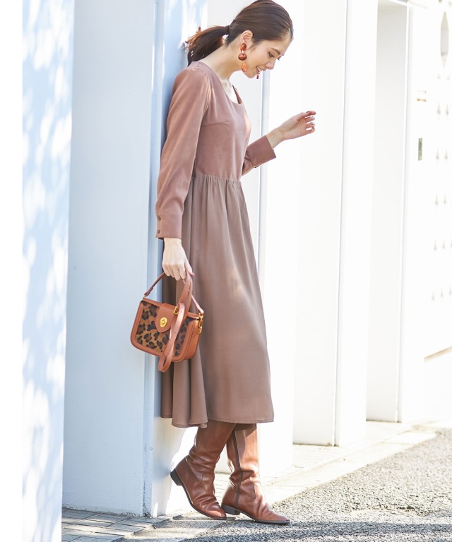 異素材ドッキングワンピース