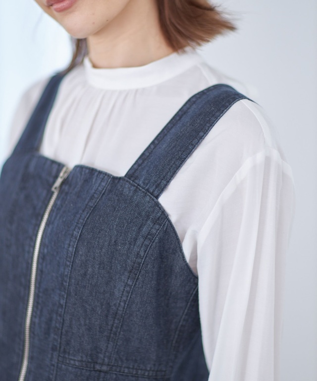 フロントファスナーデニムワンピース