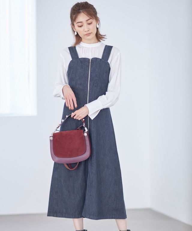 フロントファスナーデニムワンピース