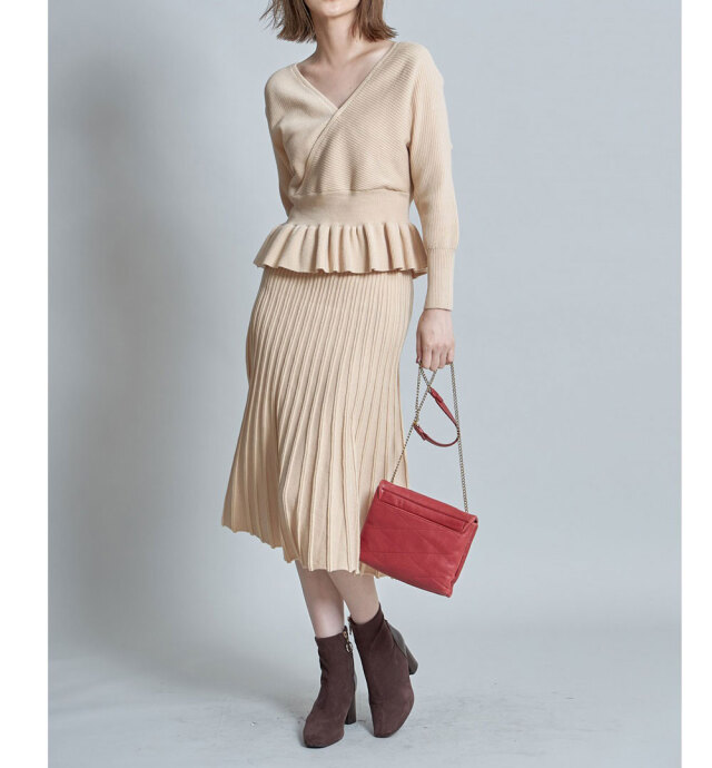 【美品◎セットアップ】カルヴェン カシュクールホックジャケット フレアスカート 紺無地調タックフレアスカート セットアップ着用可【AOKI公式通販】