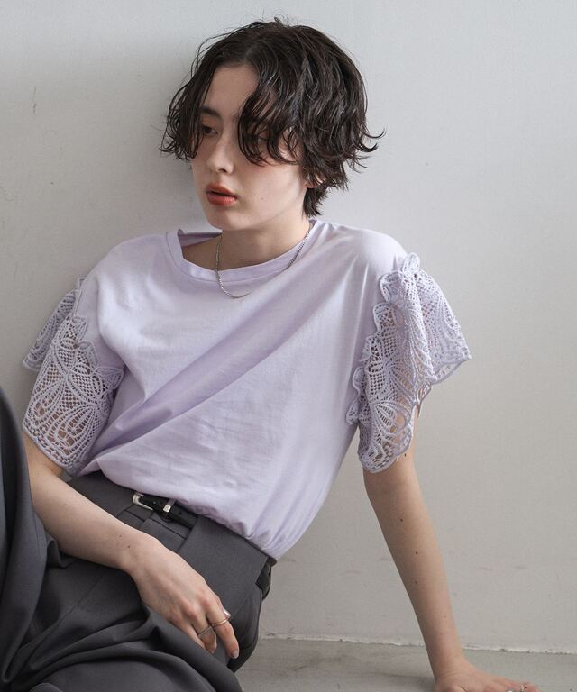ポコ様 レーススリーブカットTシャツ