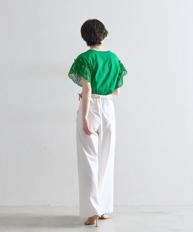 レーススリーブカットTシャツ