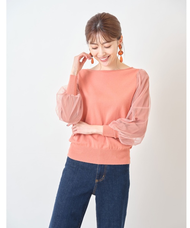 美品【ドゥロワー】 半袖 ニット 16G天竺ギャザープルオーバー　ピンク GIRL DRESS FOR NOW トップス レディース 1枚で決まる 半袖