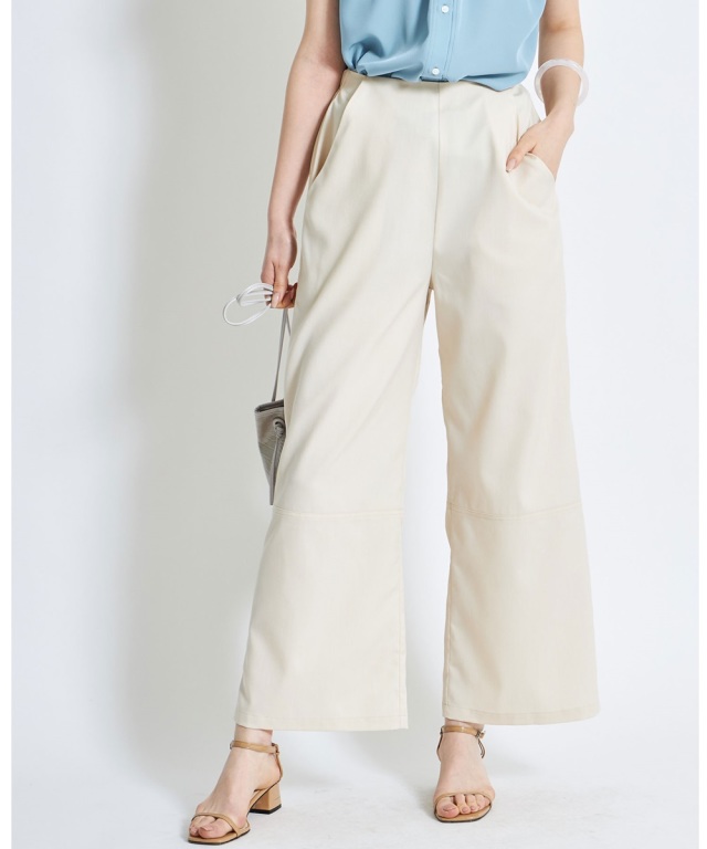 裾切り替えワイドパンツ