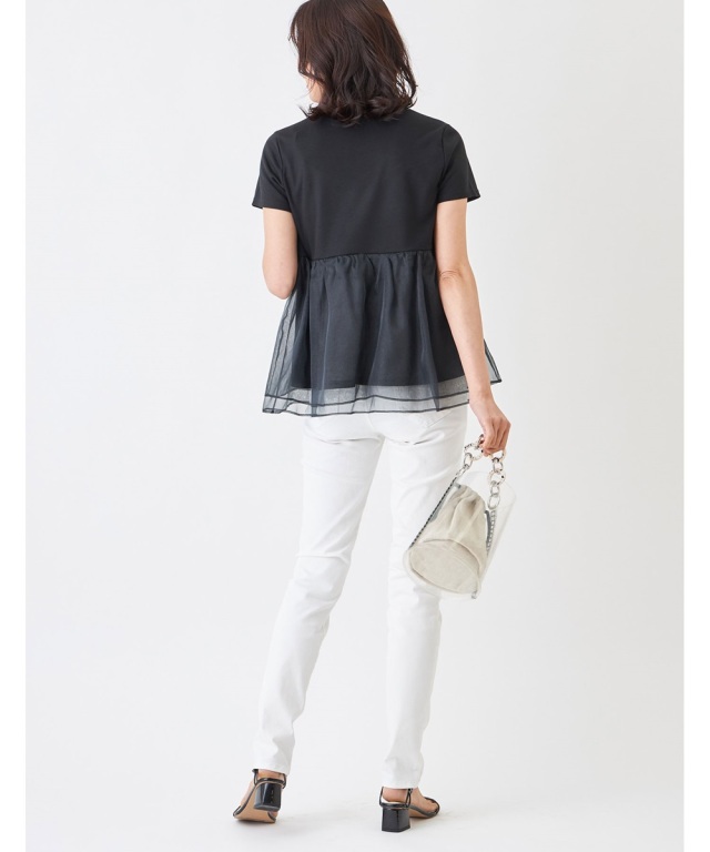 オーガンジーティアードトップス