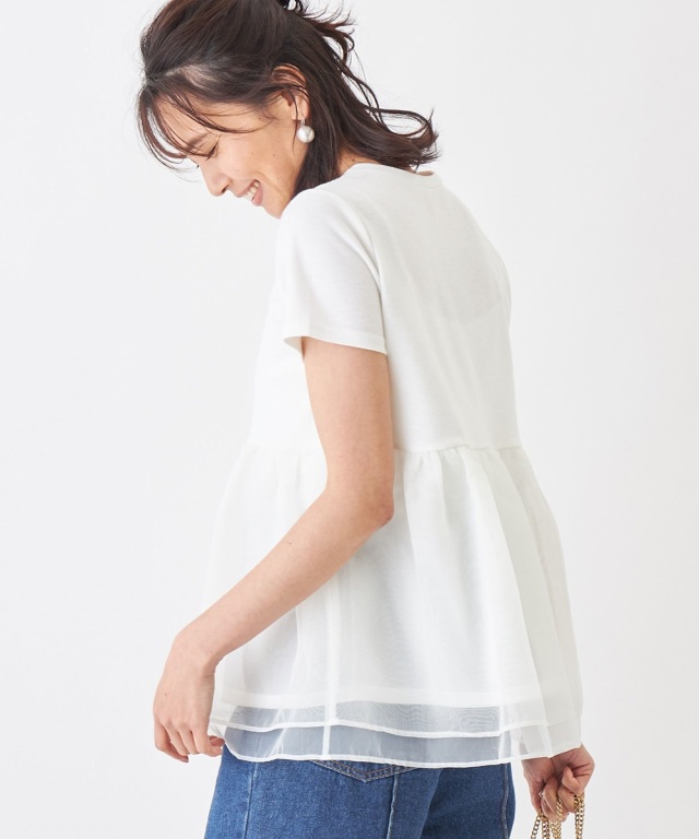 オーガンジーティアードトップス