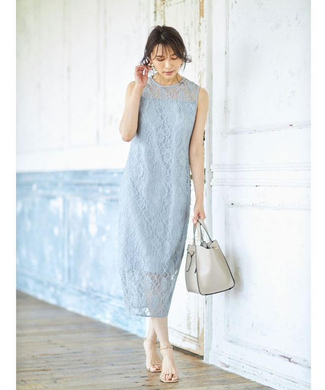 SANDRO レースツイードワンピース SNA6250 22FW レースストレートワンピース