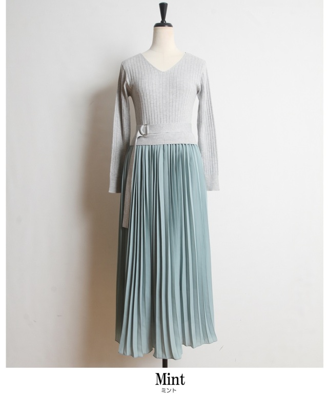 前後2WAYプリーツドッキングワンピース