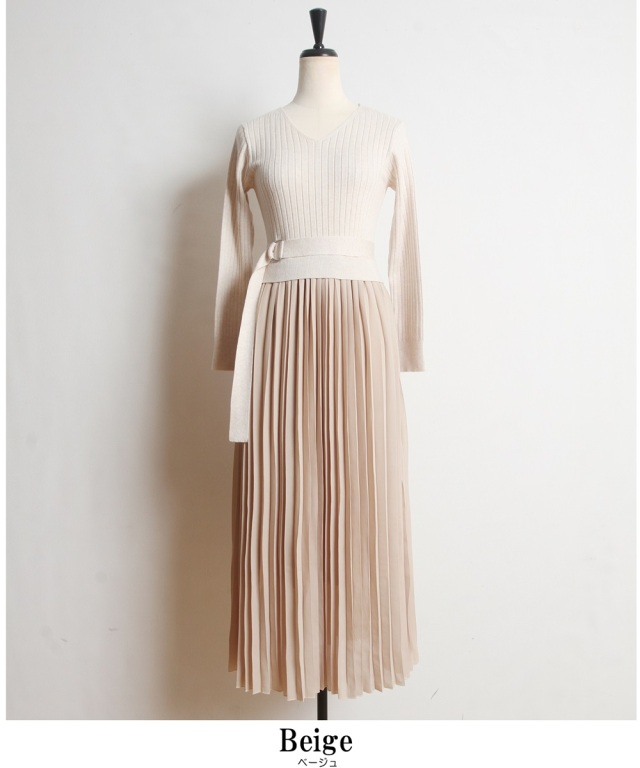 前後2WAYプリーツドッキングワンピース