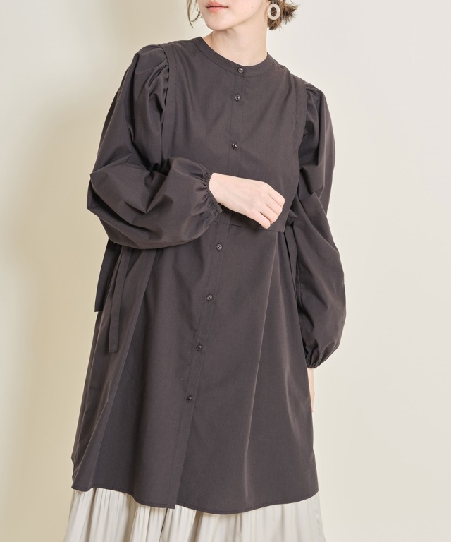 バックリボンロングシャツ 大きいサイズ レディース シアー花柄バックリボンロングシャツ sw-0781