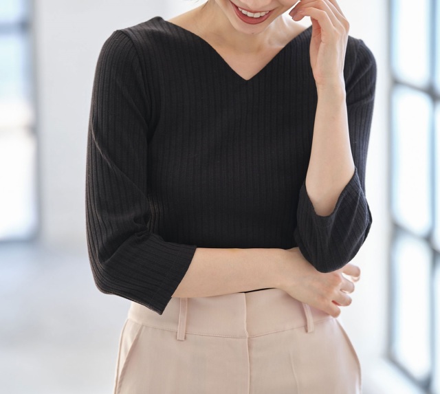 前後2WAYリブトップス