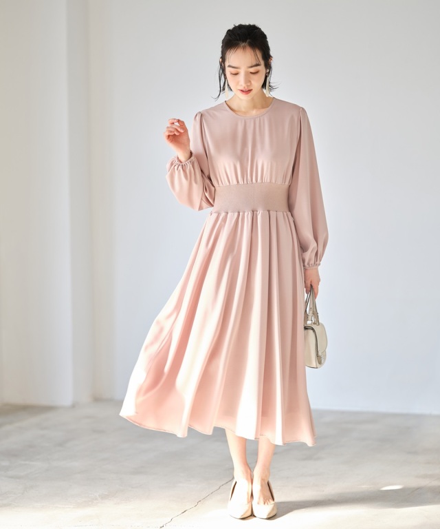 ウエストリブデザインギャザーワンピース《SPRING  ONEPIECE COLLECTION》