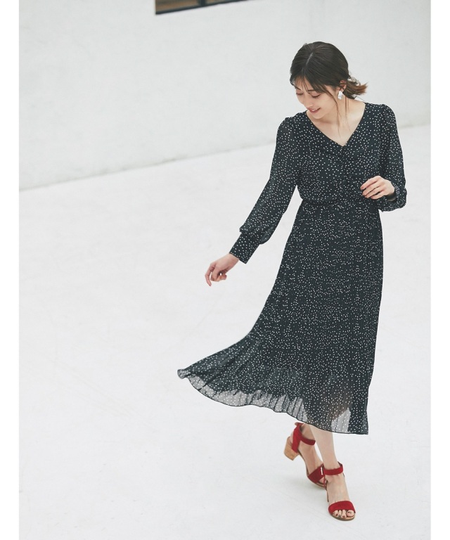 Nanette Lepore☆ブルードットシフォン シャツワンピース ストライプ×シフォンドッキングシャツワンピース(イエロー