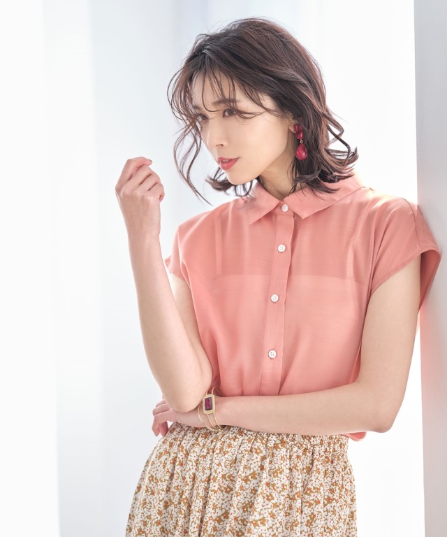 美品☆re. 仲里依紗　リバーシブルフラワー×チェックシャツジャケット 仲里依紗 RE.リバーシブルフラワー×チェックシャツ ジャケット