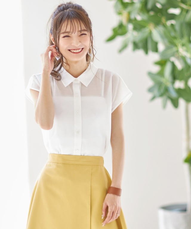 BR アイボリー 長袖シャツ S 超形態安定】 レギュラー 長袖 形態安定 綿100% レディース