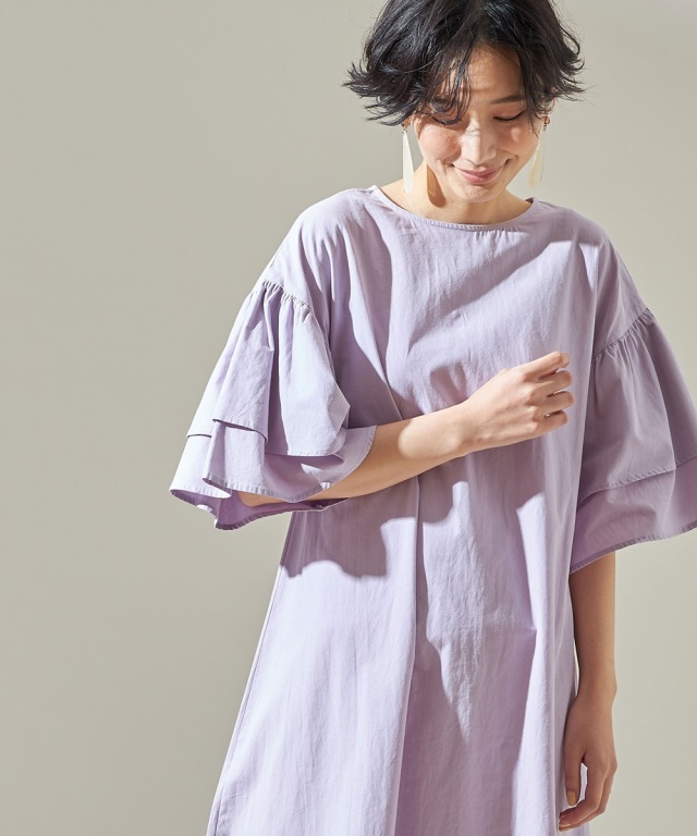 バックレースアップフレアワンピース