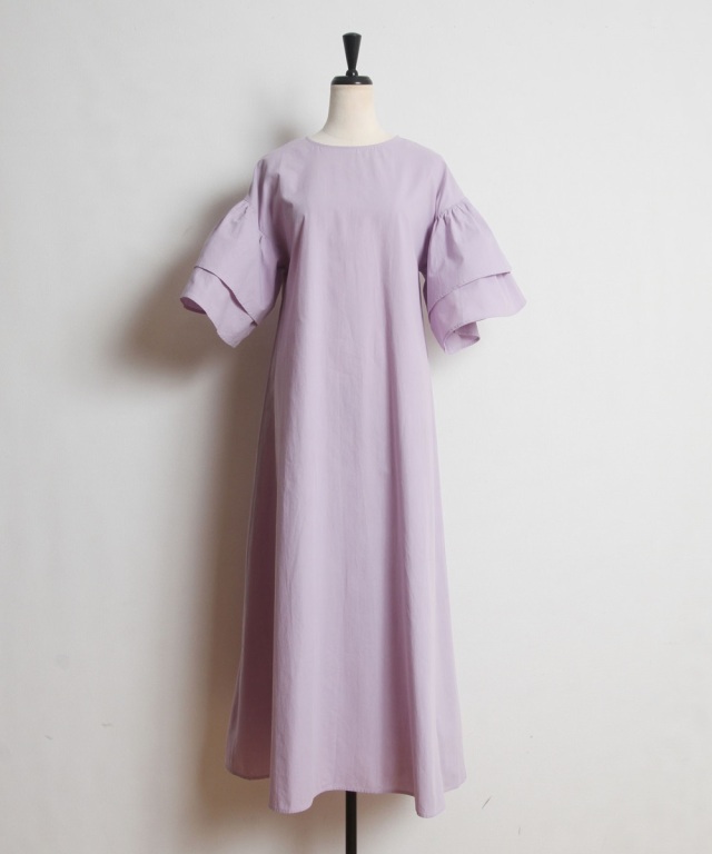 バックレースアップフレアワンピース