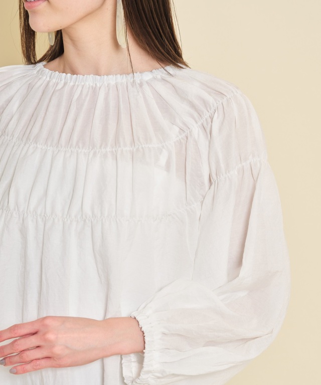 前後2WAYシアーシャーリングブラウス