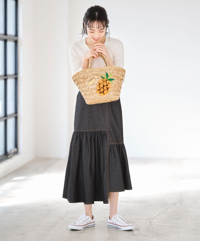 デニム切替スカート