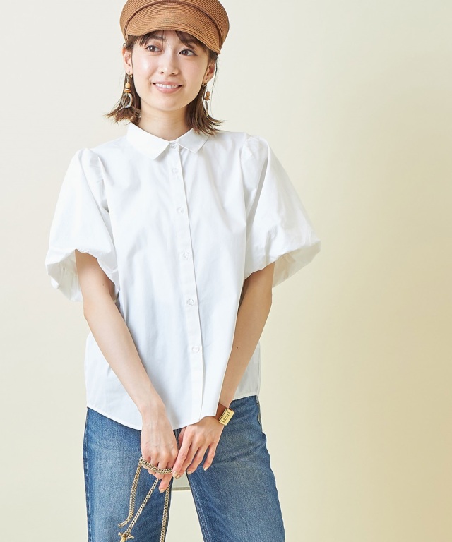 小林有里さん着用】バルーン袖シャツブラウス