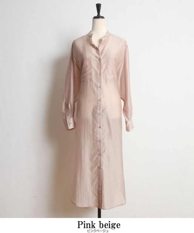 バックレースアップシアーシャツワンピース Step Into Spring