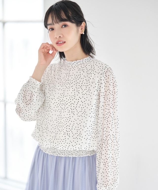 3月27日午前0:00 再販！ドットシフォンシャーリングブラウス《Suger Color Collection》