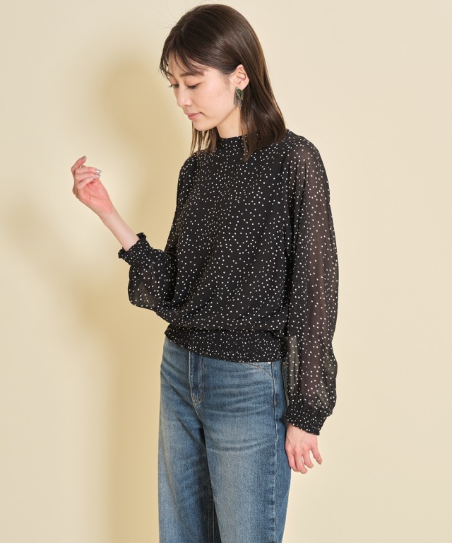 ドットシフォンシャーリングブラウス