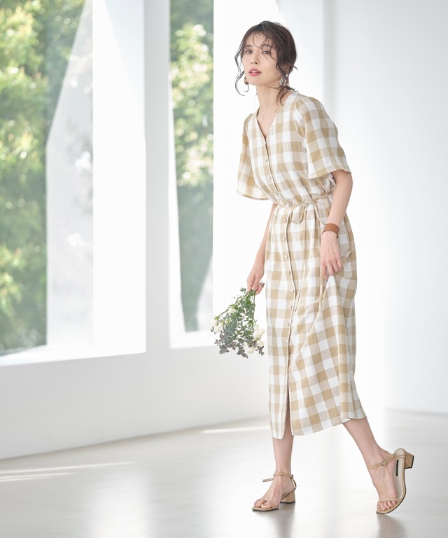 美香さん着用】ブロックチェックワンピース