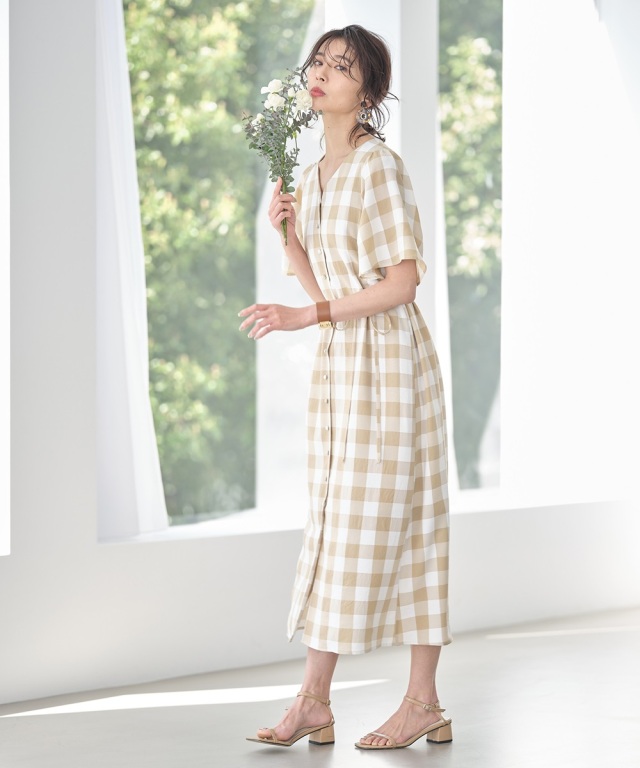 美香さん着用】ブロックチェックワンピース