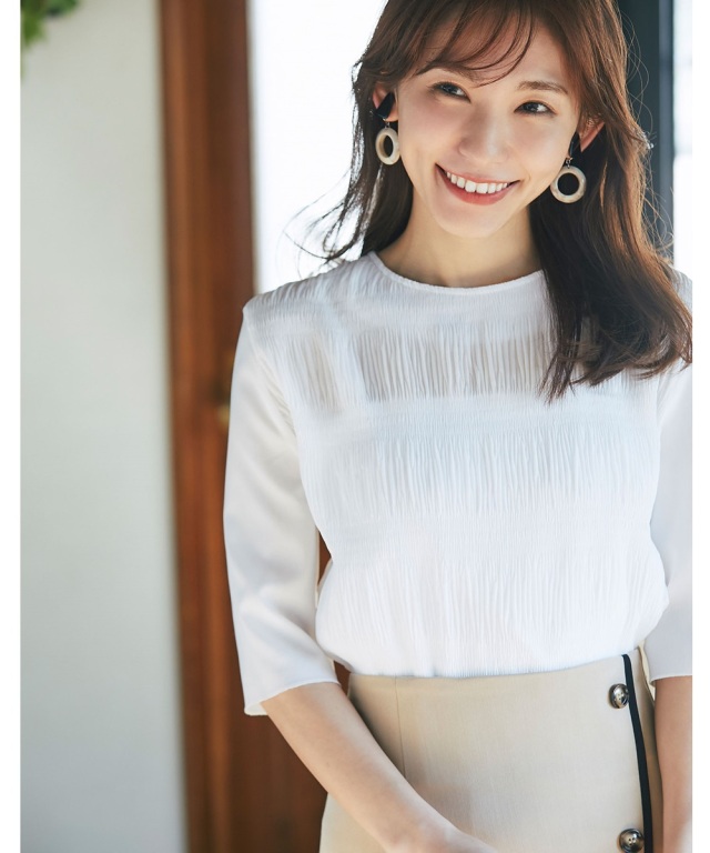 【DOLCE&GABBANA】マジョリカ柄マーキゼットペンシルスカート 渡辺静香さん着用】マジョリカプリーツジョーゼットプルオーバー