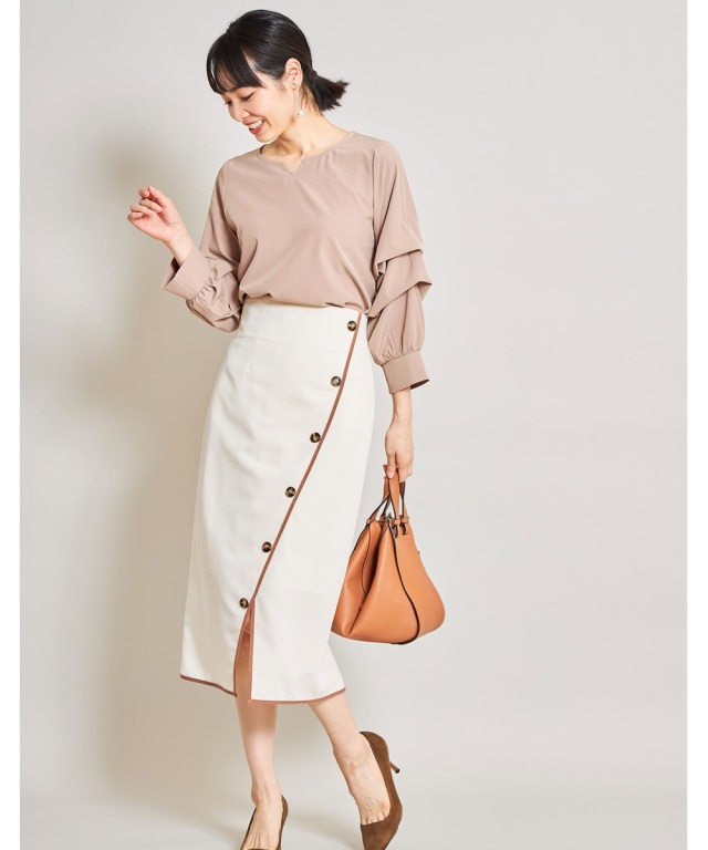 【ピナコ】gimaguas ギマガスベルト reel スカート 渡辺静香さん着用】パイピングペンシルスカート