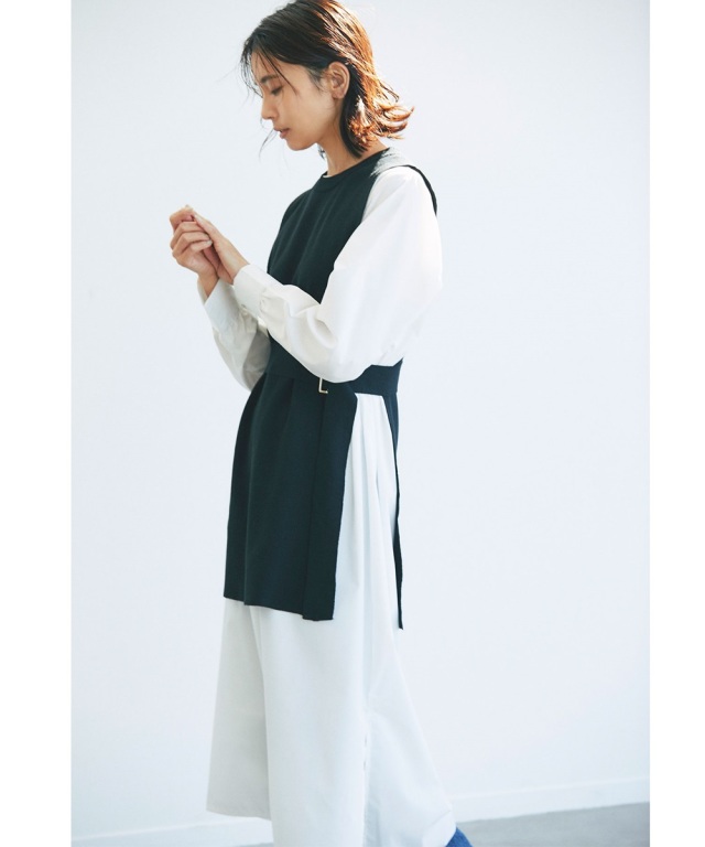 ハンドメイド　ワンピース　100size index ワンピース 「美人百花掲載」バイカラー透かし編みニット
