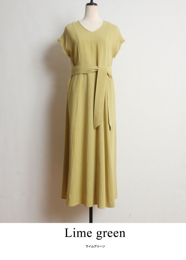 コットンリネンフリンジワンピース