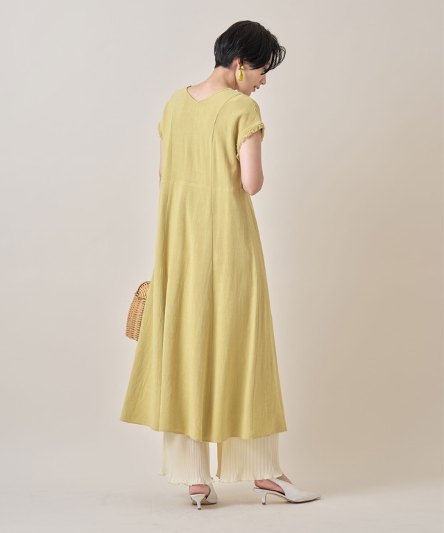 コットンリネンフリンジワンピース
