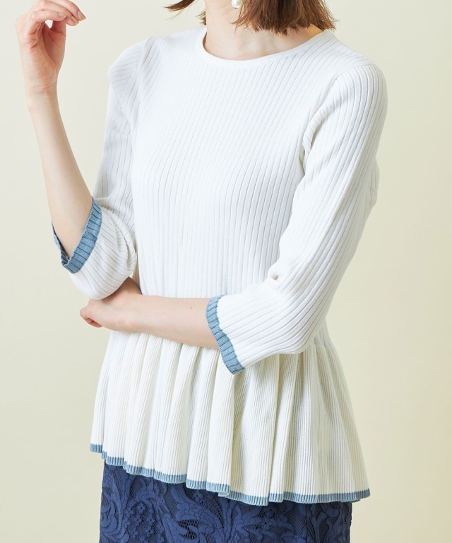 ペプラムニット バイカラーペプラムニット | NATURAL BEAUTY BASIC（ナチュラル