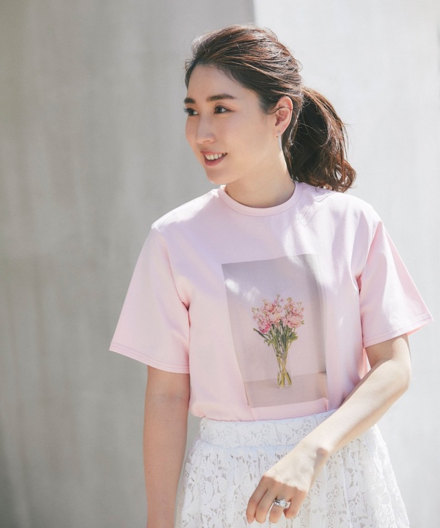 美品　ドゥロワー　ブラウス　高田麻紀子さん着用　ピンク　ギャザー　リボン 高田麻紀子さんコラボ】リボンスリーブトップス