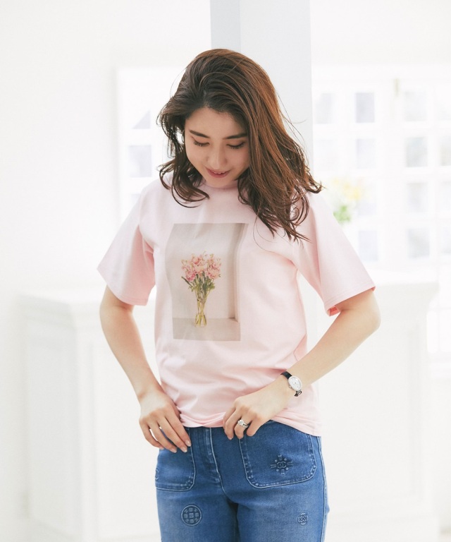 美品　ドゥロワー　ブラウス　高田麻紀子さん着用　ピンク　ギャザー　リボン 高田麻紀子さんコラボ】フリルシャツブラウス