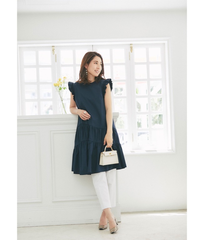 高田麻紀子さんコラボ】ラウンドギャザーシャツワンピース