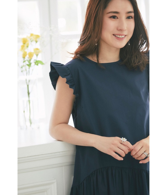 高田麻紀子さんコラボ】ラウンドギャザーシャツワンピース