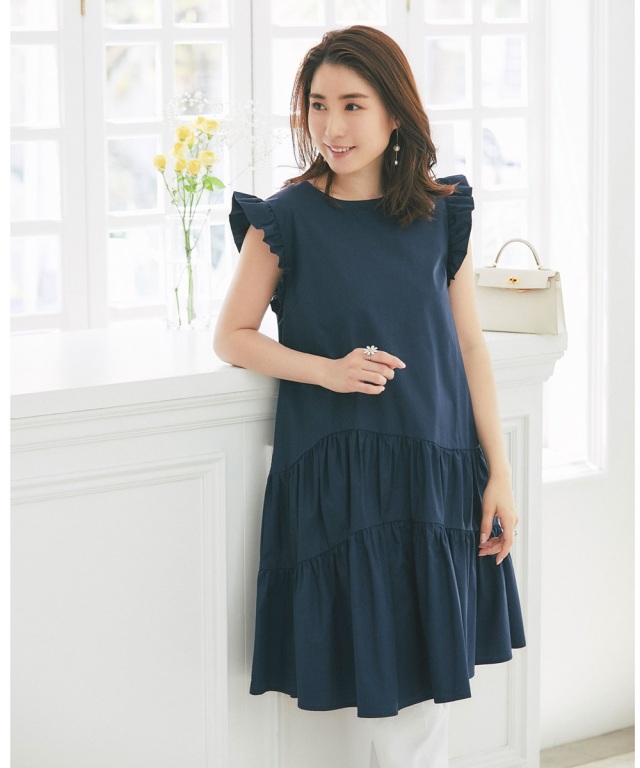 高田麻紀子さんコラボ】ラウンドギャザーシャツワンピース