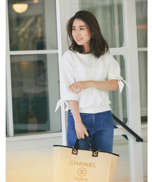 高田麻紀子さんコラボ】リボンスリーブトップス