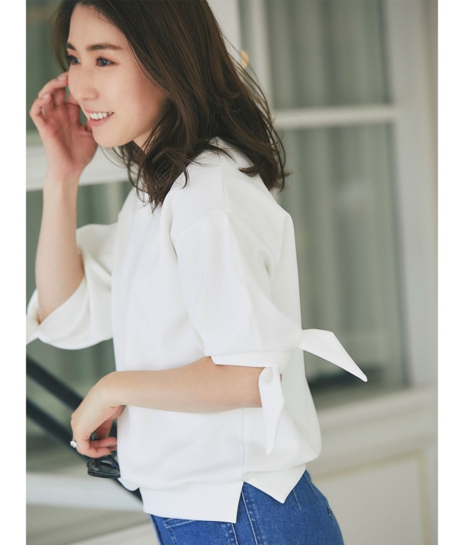 高田麻紀子さんコラボ】リボンスリーブトップス