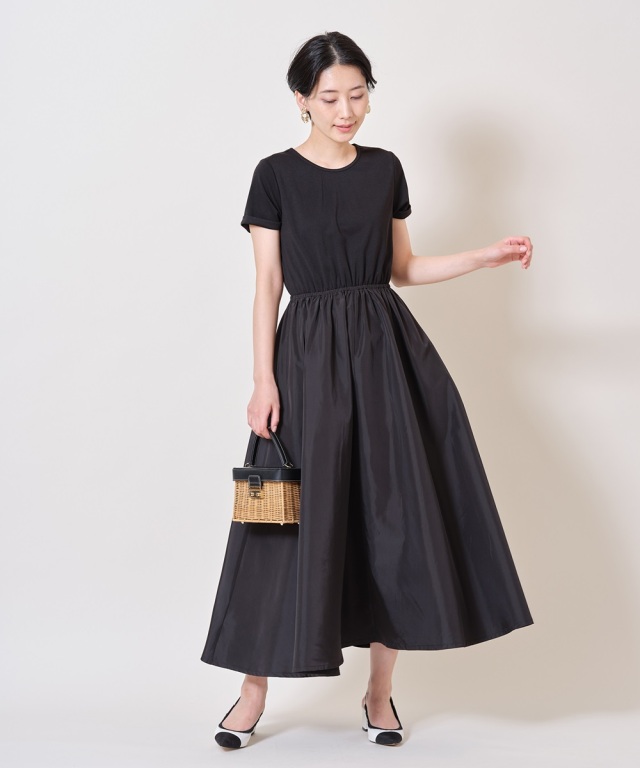 美香さん着用】ポンチタフタドッキングワンピース