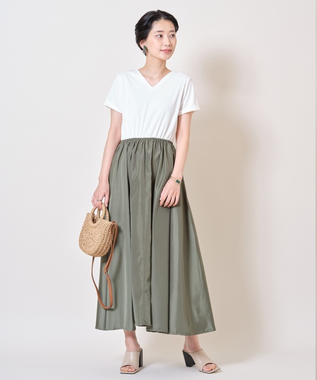 美香さん着用 ポンチタフタドッキングワンピース